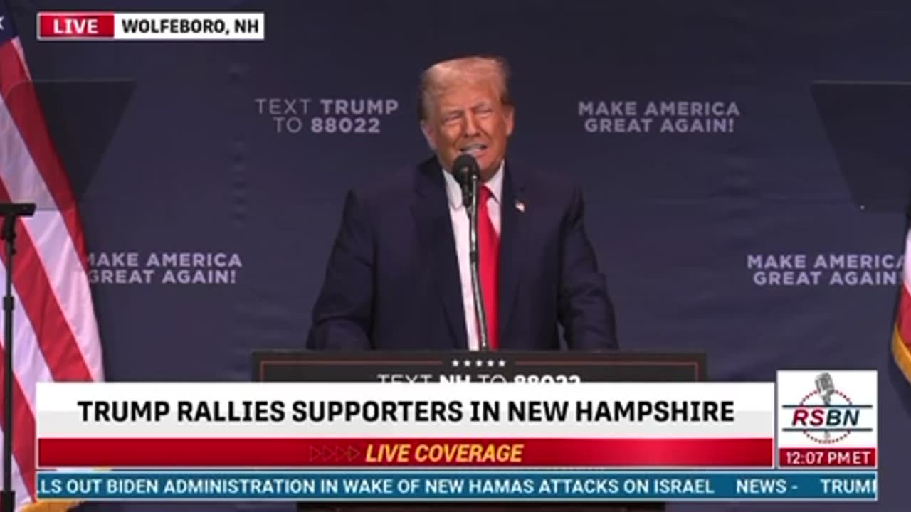 Trump Says Obama is Bidens “Boss” at New Hampshire Rally