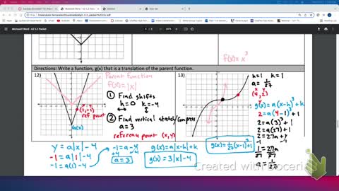 IM3 Alg2 CC 5.2 Tansformation of functions part 2 (Writing Equations)