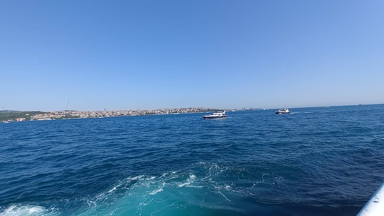 Beautiful view of the sea with two ships