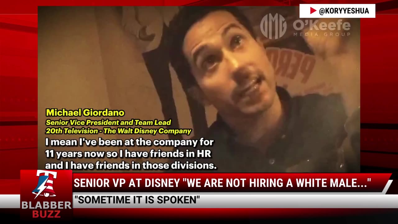 Senior VP At Disney "We Are Not Hiring A White Male..."