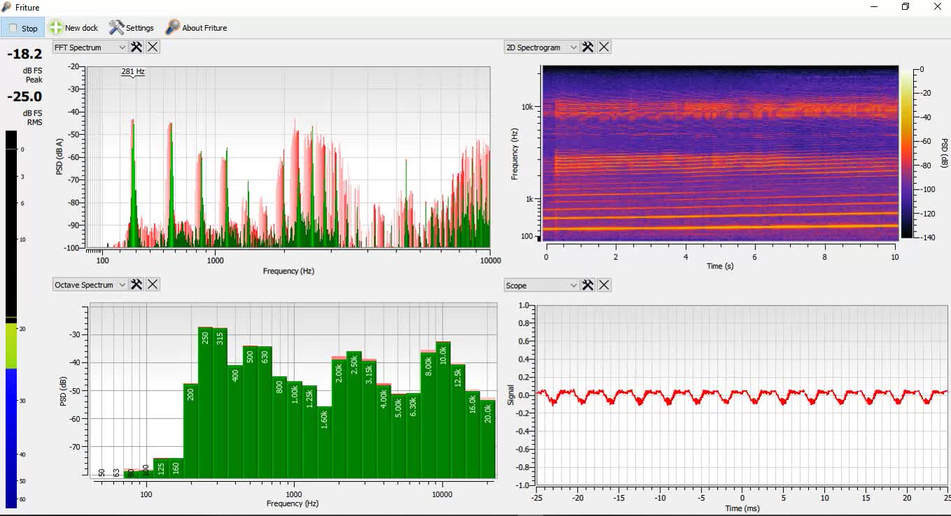 Throat Singing test with Spectrogram, FFT, octave and scope spectrum analyzers.