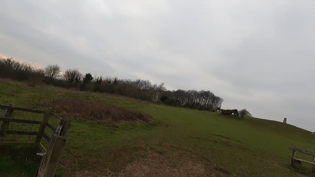Trig point at Danebury hill..iron age fort. GoPro