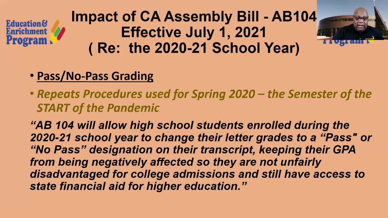 Why the California Assembly Bill (CA AB 104) is EXTREMELY IMPORTANT for High School Students?