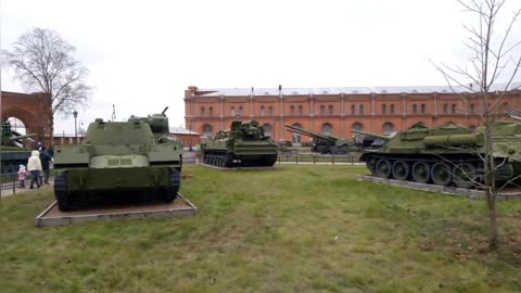 WW2 Outdoor museum of Russian Military Vehicles and Artillery. St Petersburg