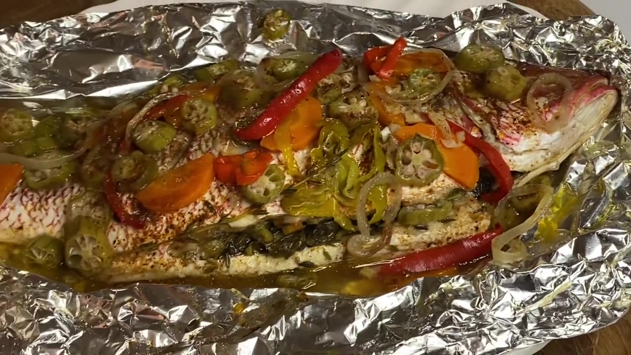 ***Callaloo Stuff Oven Roast Fish Jamaican Style***