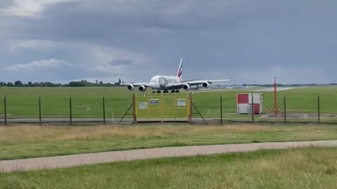 Emirates A380 landing at BHX