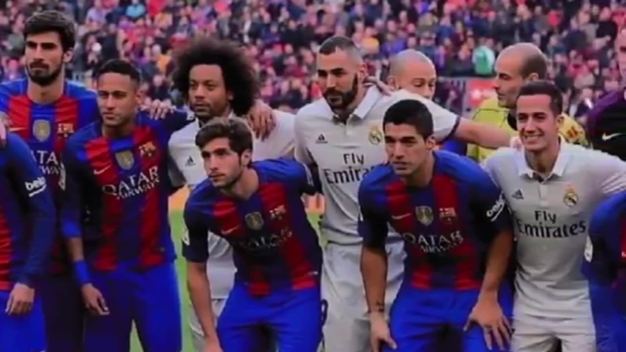 "Epic Rivalry Unites: Real Madrid vs. Barcelona Players & Referee