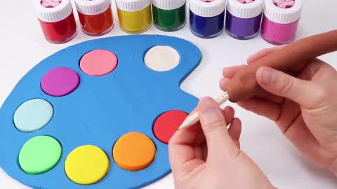 DIY How to Make Rainbow Art Palette and Color Brush with Play Doh