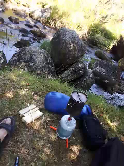 MSR pocket rocket boiling water for a coffee ..riverside.