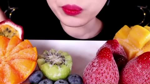 ASMR FROZEN FRUITS, BERRIES, MANGO, KIWI, GRAPE, DRAGON FRUITS, EATING SOUNDS ASMR