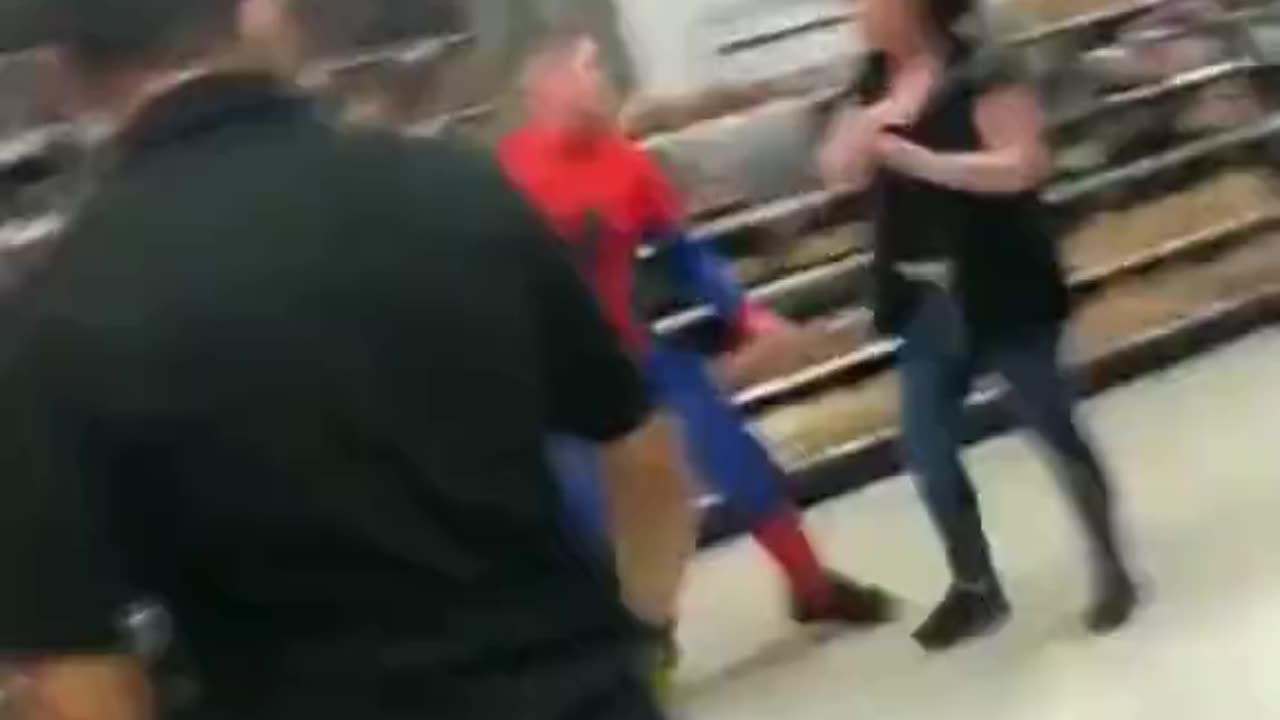Spiderman going nuts in my local Asda Store in London.