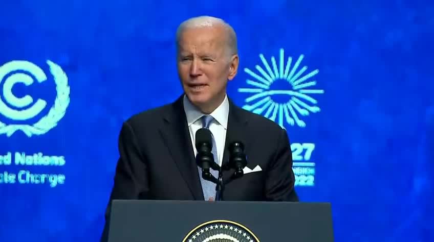 Strange sound briefly interrupts Biden’s speech at COP27.