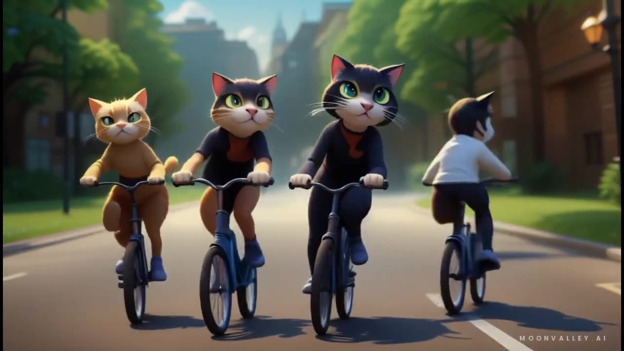 Cat Dancing and riding cycle