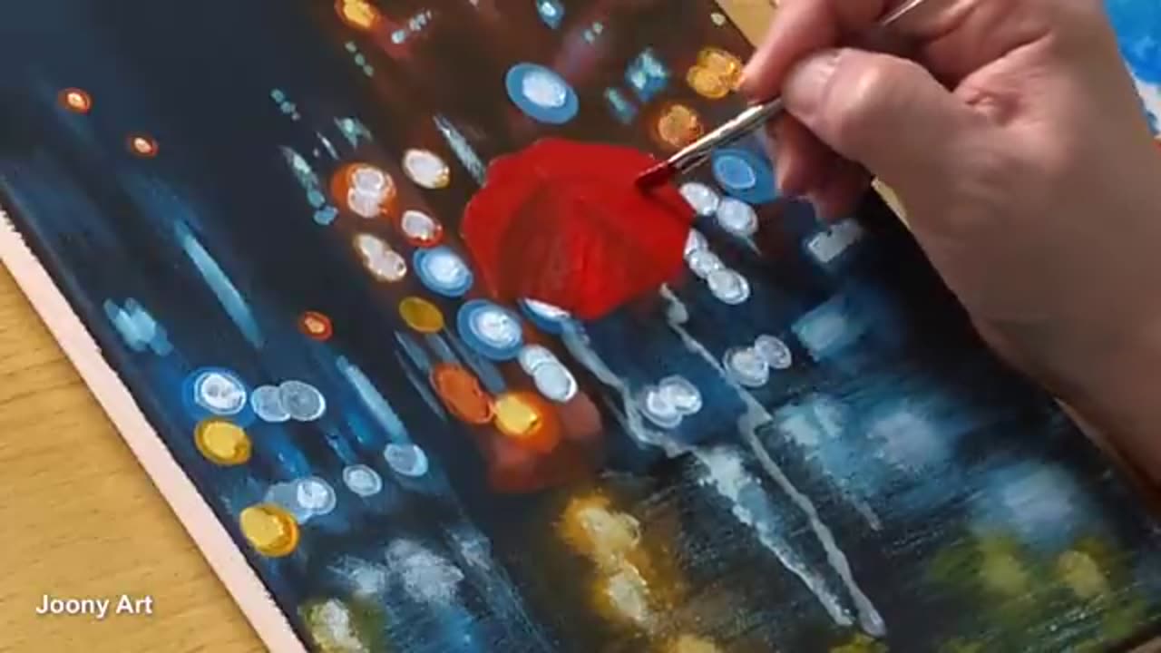 How to Draw a Girl Walking in the Rain / Acrylic Painting Tutorial