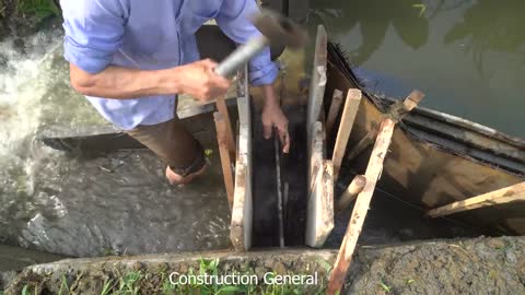 Blocking The Water Flow To Build Mini Hydroelectricity