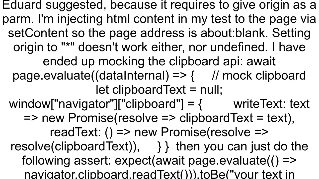 How do I access the contents of the clipboard from within a headless puppeteer test