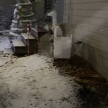 Christmas decorations among ice