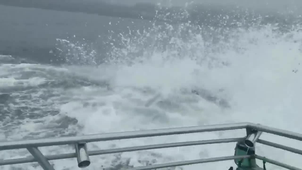 Doing A Full Body Breach So Close To A Boat, Making A Huge Splash