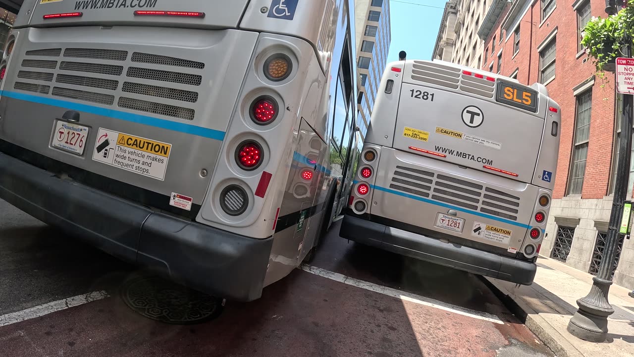 BOSTON Bike get around DOWNTOWN but don't let two Silver Line buses squish you