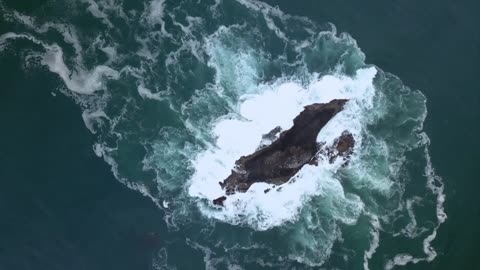 Drone view of Large Sea Waves