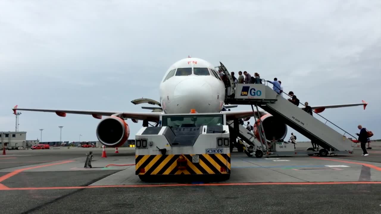 boarding an airplane