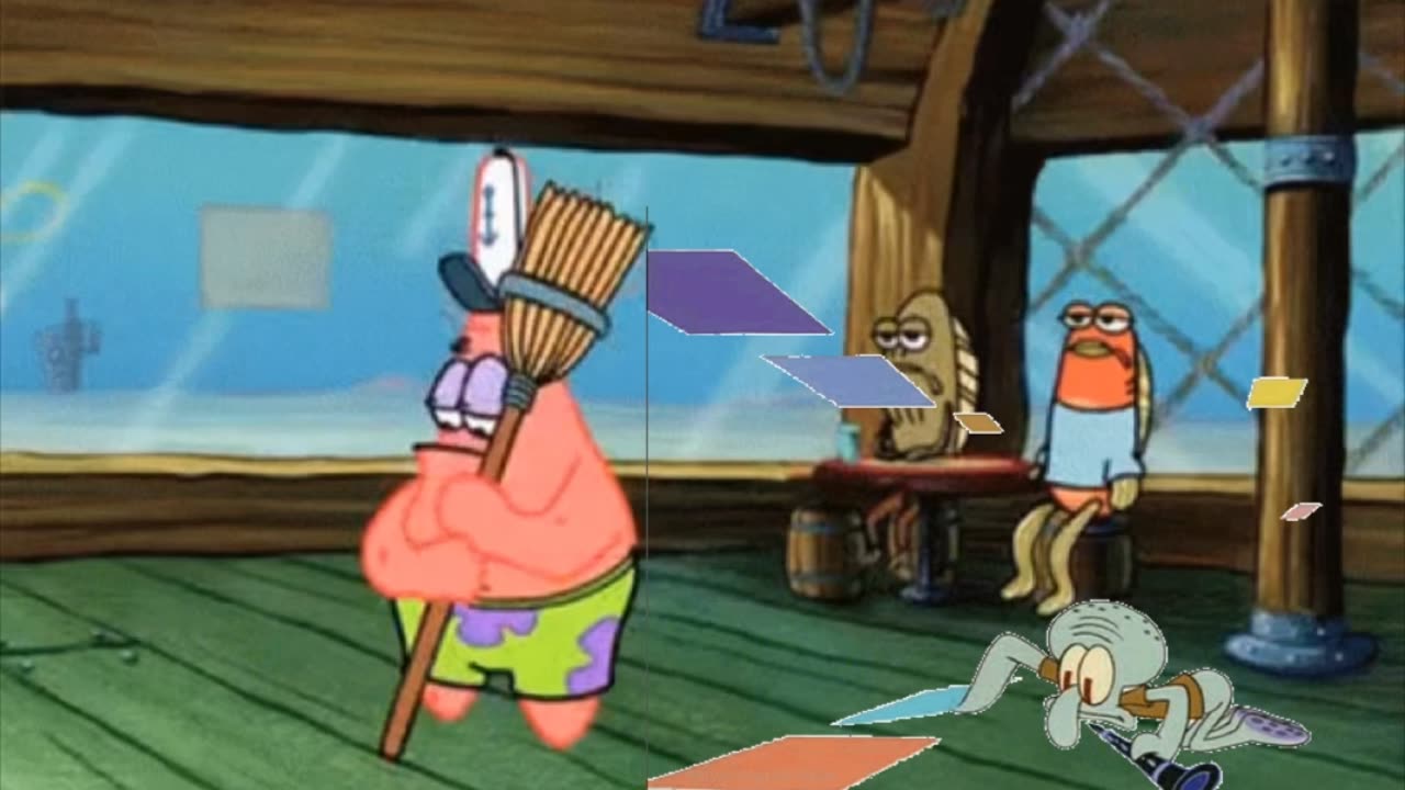 Squidward Is Playing With Tiles While Patrick Cleans The Floor 🧼