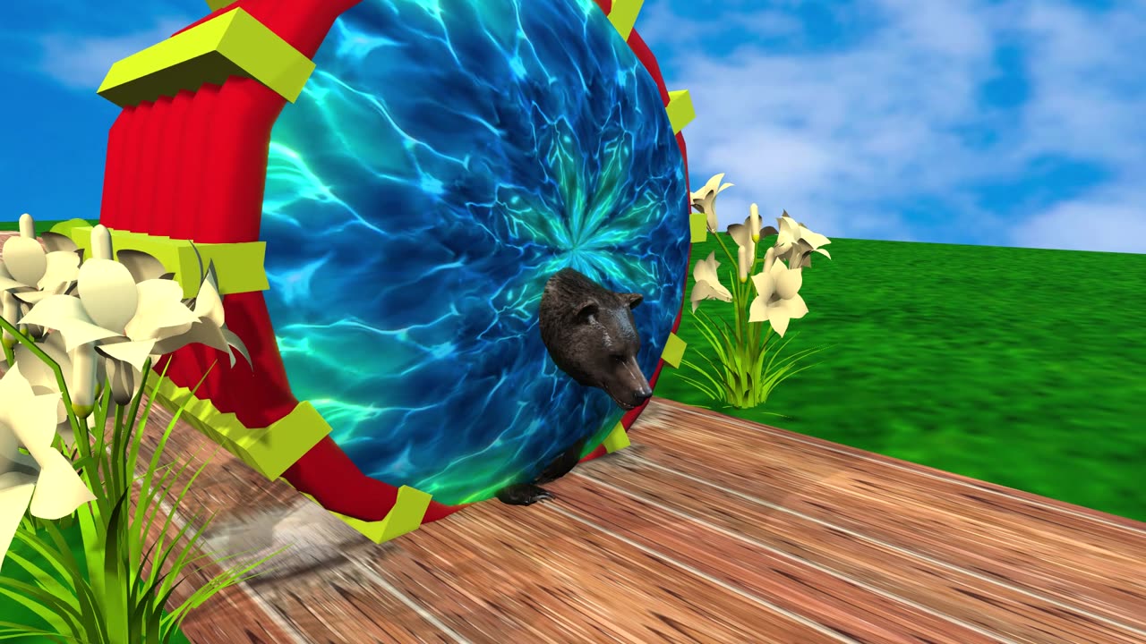 Farm Animals Transformation into Wild Animals in Water Pool
