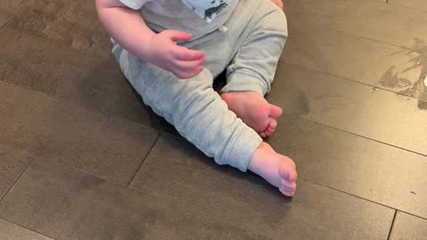 Boy Laughs About Making a Mess in Mom's Shoe