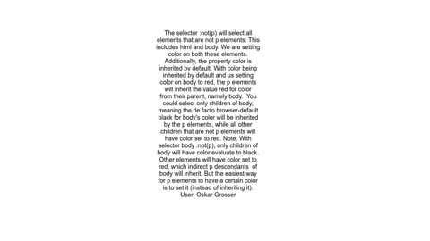 Why is not(p) selecting paragraphs
