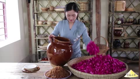 Picking Roses to make fresh Flower Cakes