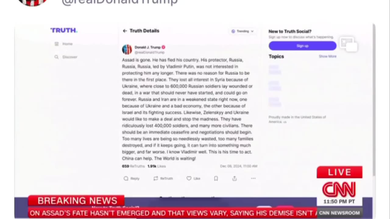 CNN discusses a post by President Trump Involving Syria