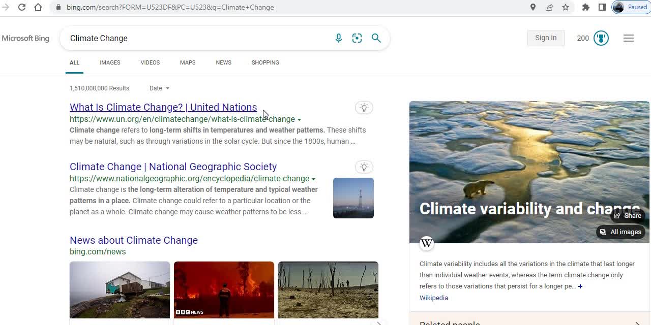 Watch what happens when I Google climate change