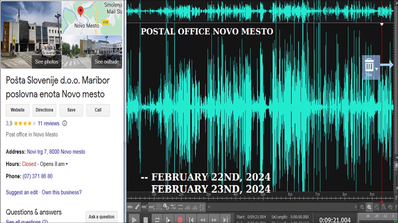 ORIGINAL AUDIO AND VIDEO FEB. 22ND, AND FEB. 23RD OF 2024 POSTAL OFFICE NOVO MESTO