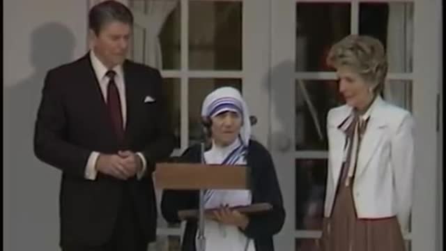 President Reagan Presenting the Presidential Medal of Freedom to Mother Teresa on June 20 1985_360p