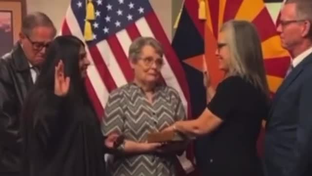 Pretend Governor Katie Hobbs Laughs As she takes Oath