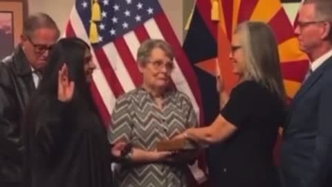 Pretend Governor Katie Hobbs Laughs As she takes Oath