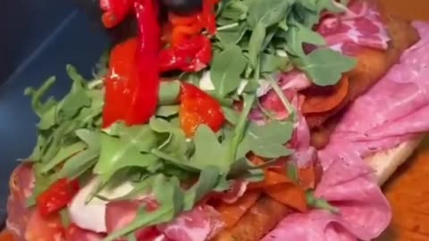 A huge ham and cheese sandwich