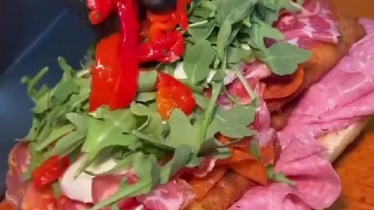 A huge ham and cheese sandwich