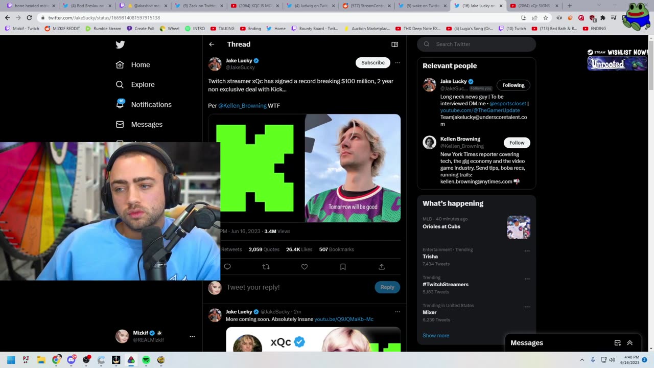 Mizkif Reaction On xQc Going To Kick!