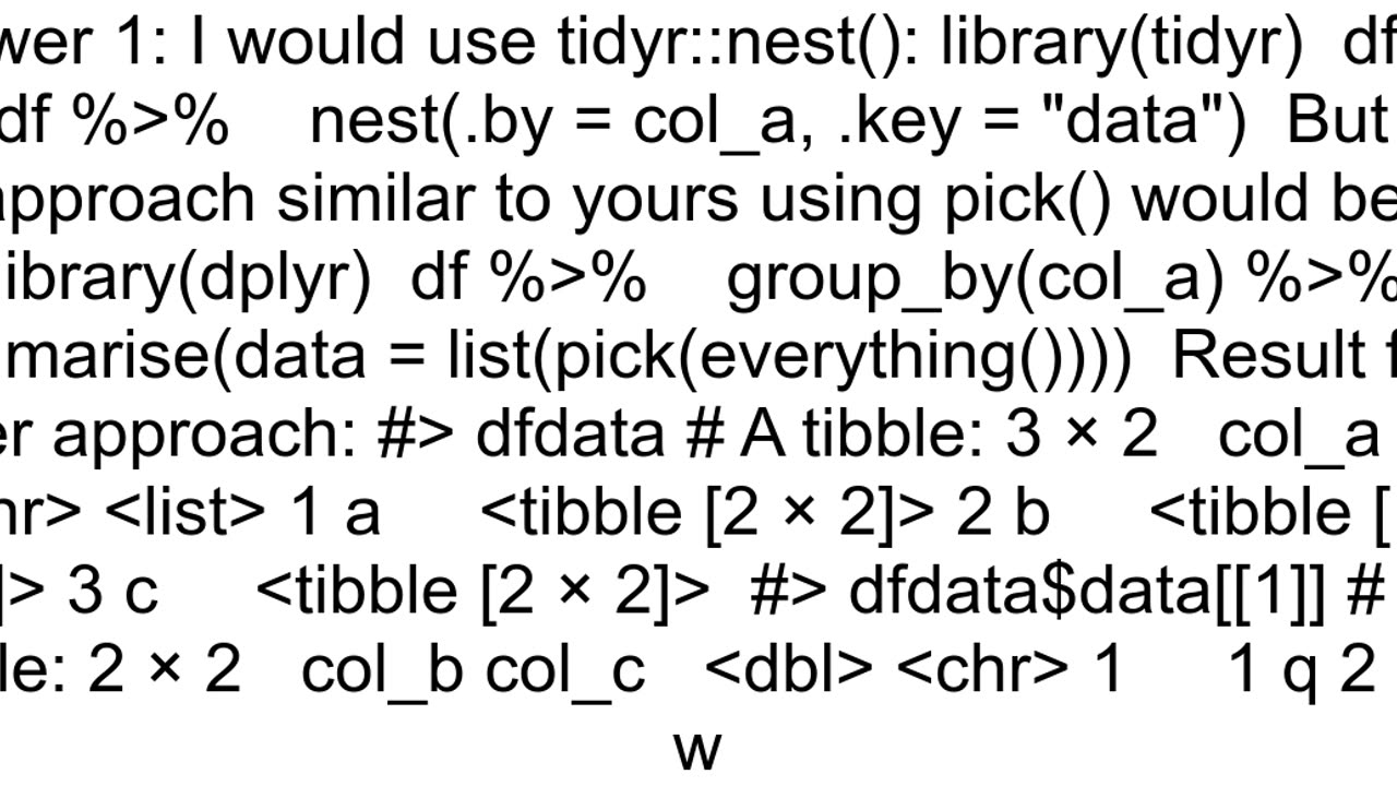 Getting a summary of a dataframe that will have a column of dataframes containing the data of each