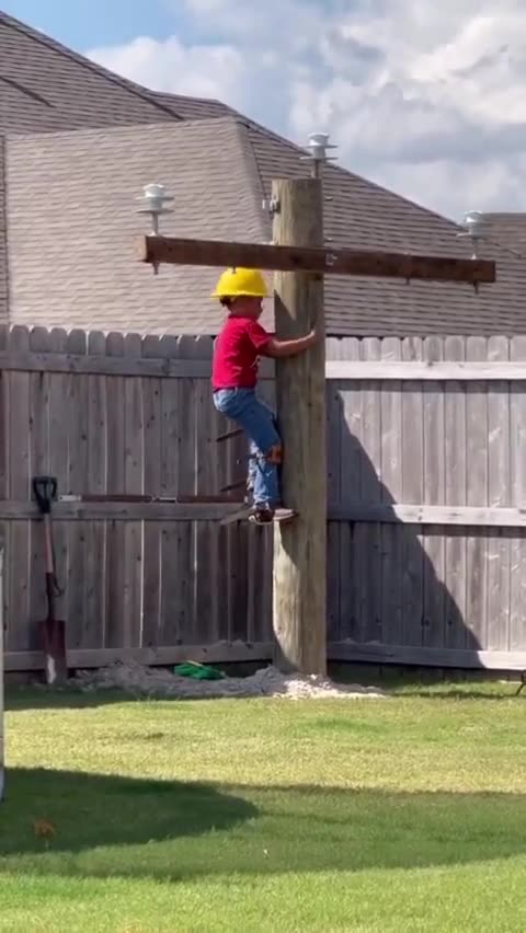 Utility pole worker training.