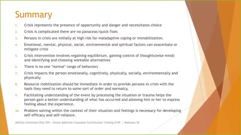 Principles of Crisis Intervention 2023 Counselor Continuing
