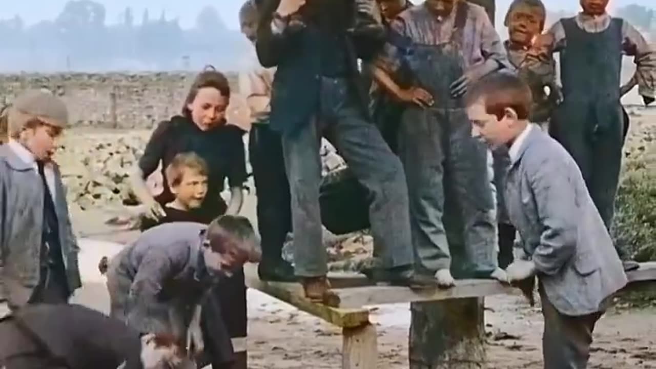 A group of French kids playing together, 1896