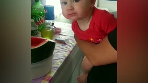 Try Not To Laugh : Baby Eating Fruit For The First Time | Funny baby video-13