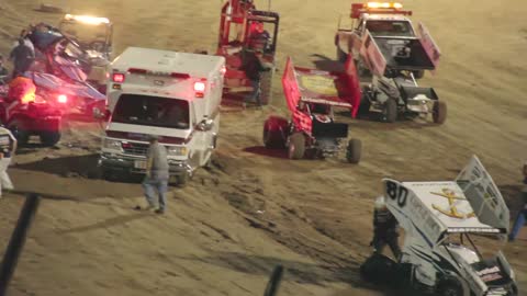 IRA Sprint Car Crash 09-01-2013 141 Speedway