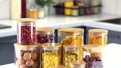 Mason Candy Jar For Spices Glass bamboo Cover Container Glass Jars With Lids Cookie