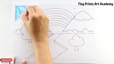 Draw Easy Rainbow Scenery/Drawing Easy Scenery with Rainbow