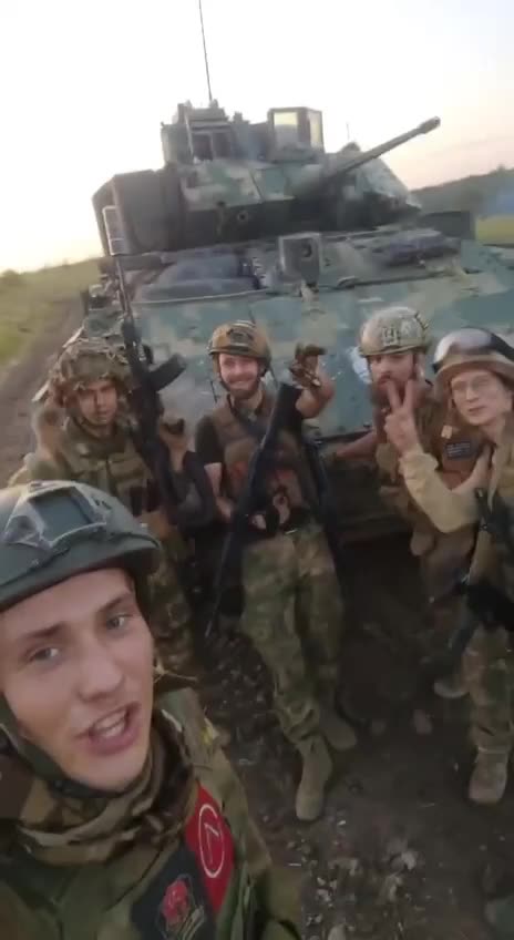 Russian soldiers posted a video of them in front of captured Bradley (fully functional)