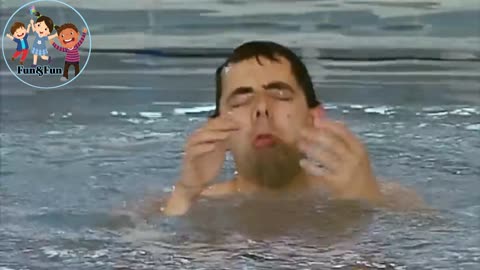 Mr Bean in the pool. Dive Bean Dive