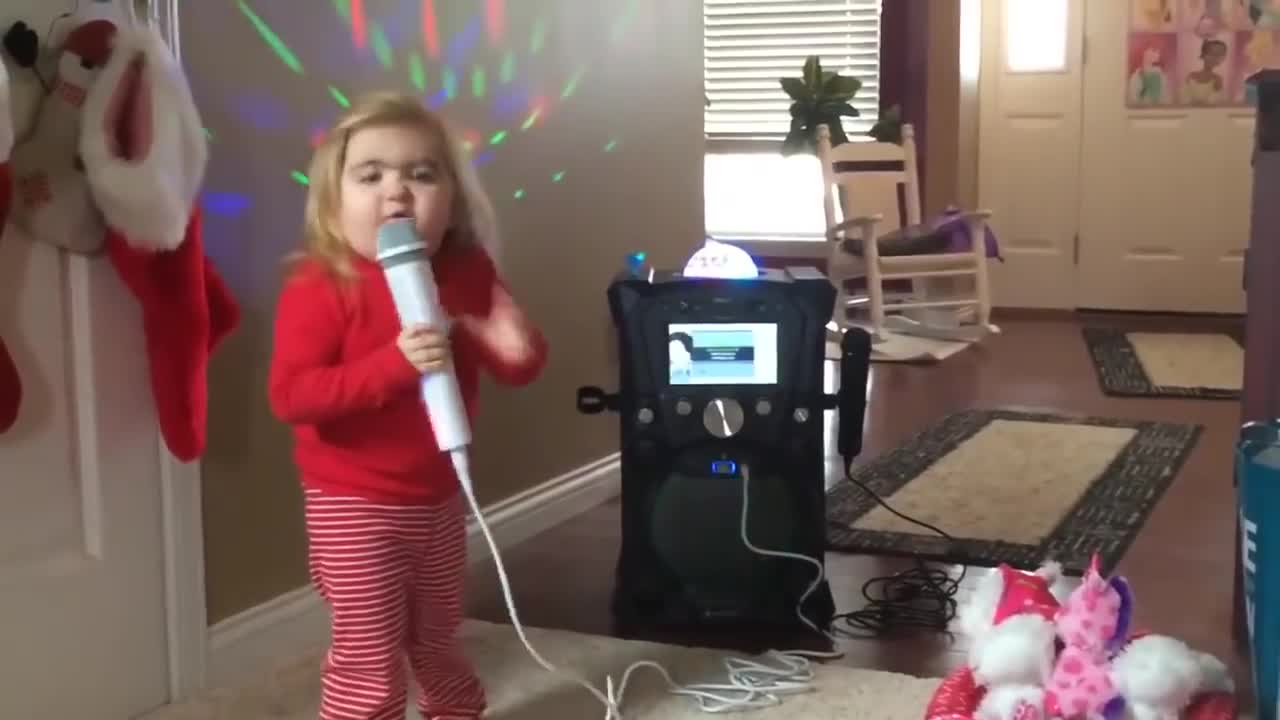 French cute toddler kid singing and dancing with a lovely English songs LOL